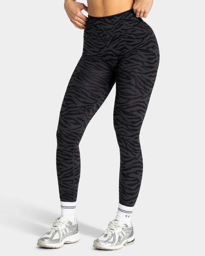 TEVEO Leggings Sculpt Scrunch Contrastline “Stampa zebrata nel colore Nero"