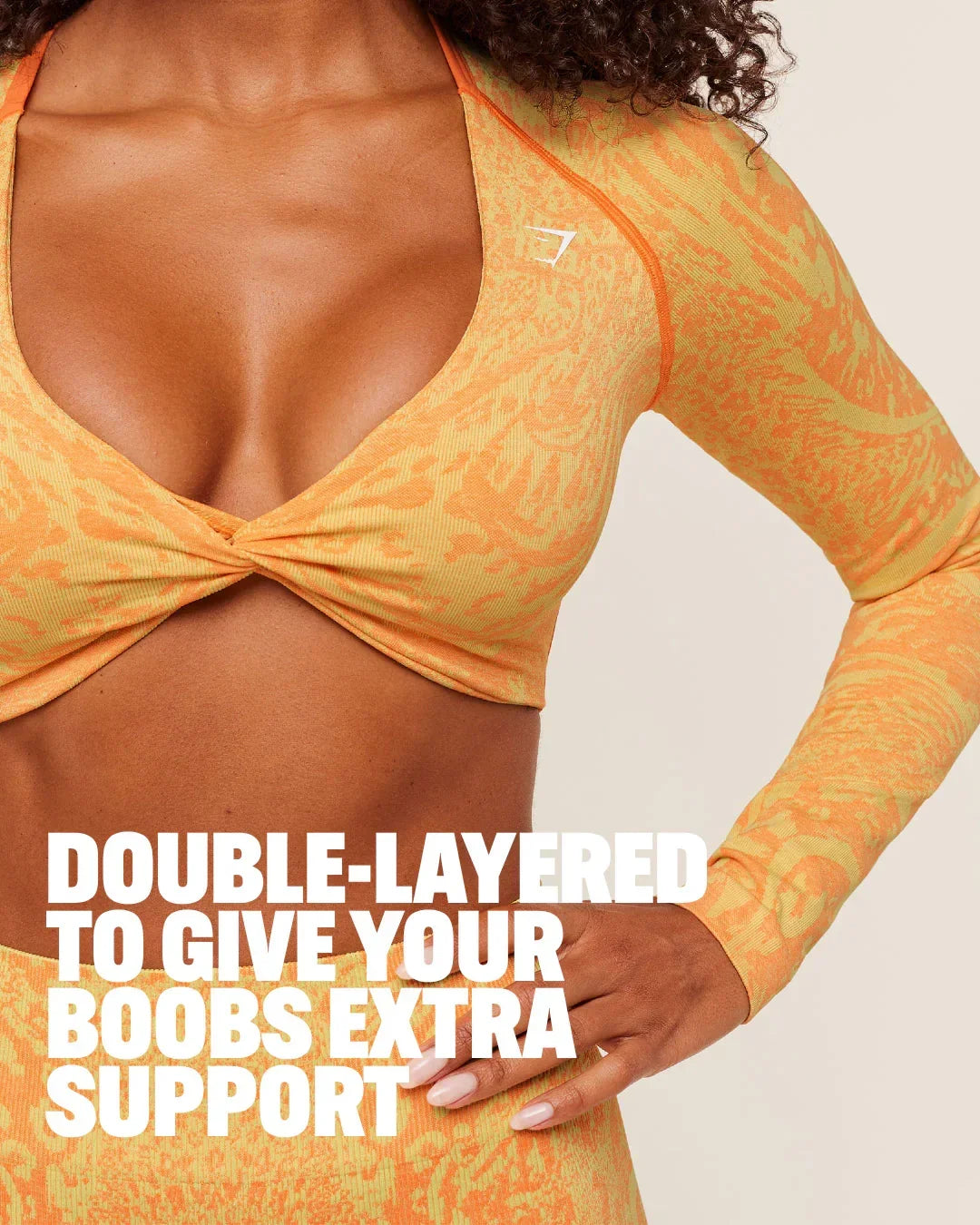Gymshark Adapt Animal Sleeve Crop Top - Sorbet Yellow