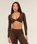Gymshark Adapt Animal Sleeve Crop Top - Archive Brown