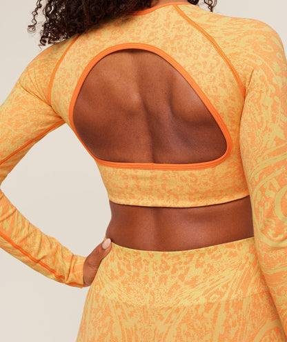 Gymshark Adapt Animal Sleeve Crop Top - Sorbet Yellow