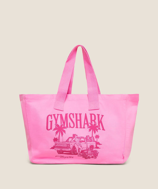 GYMSHARK Get in Loser, We're Going Lifting Tote Focus Pink