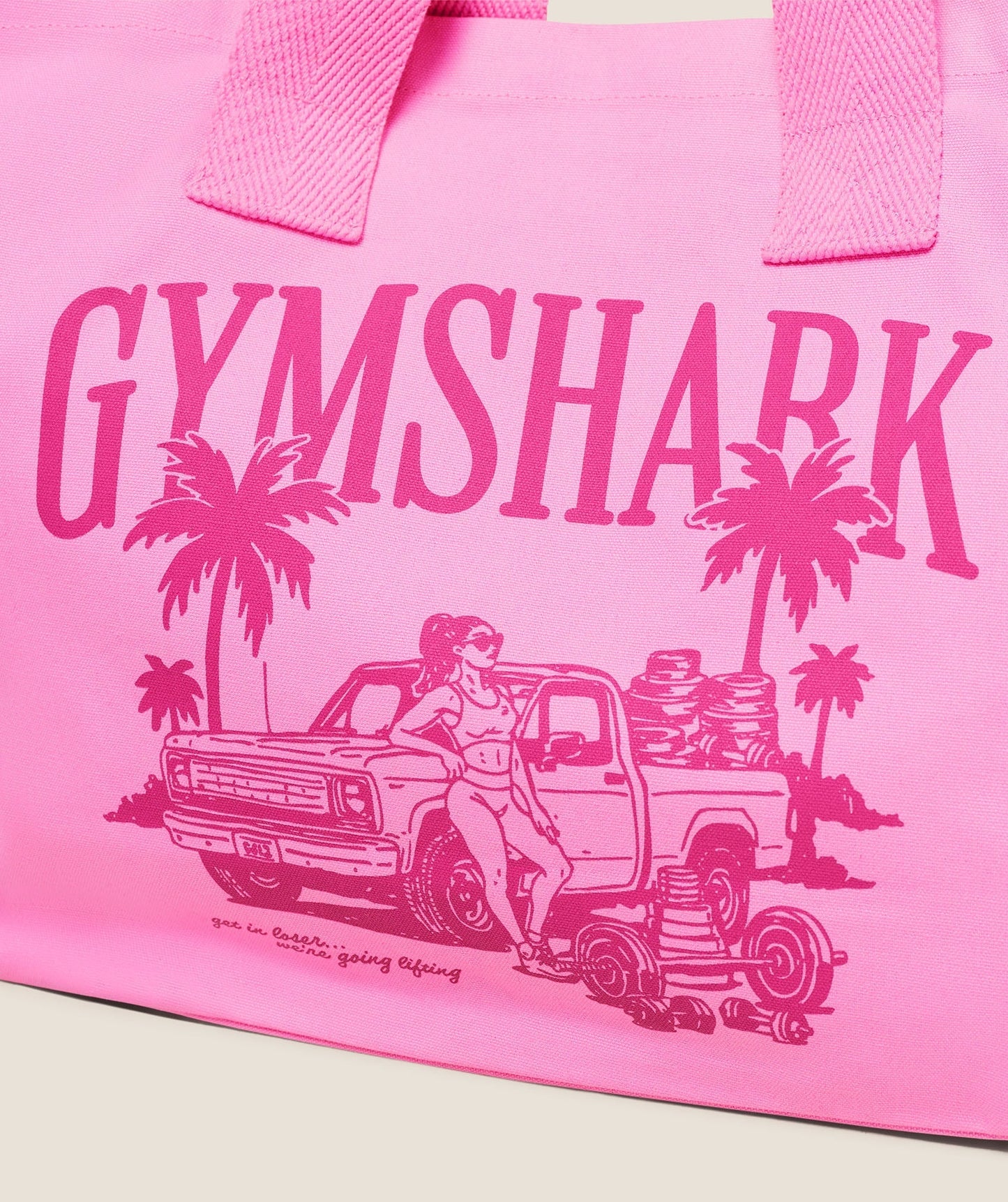GYMSHARK Get in Loser, We're Going Lifting Tote Focus Pink