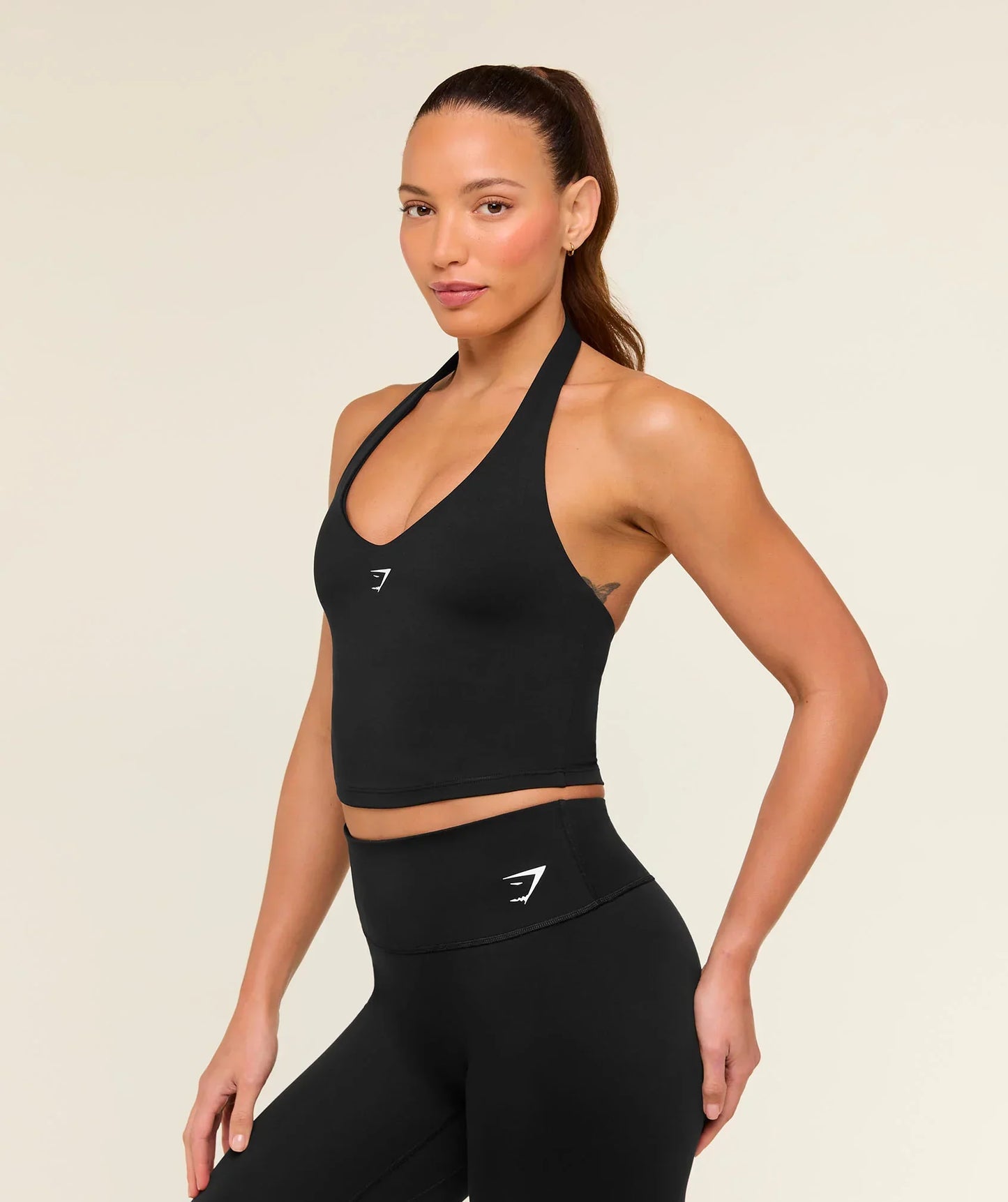 Gymshark Halter Neck Cami with Shelf - Black