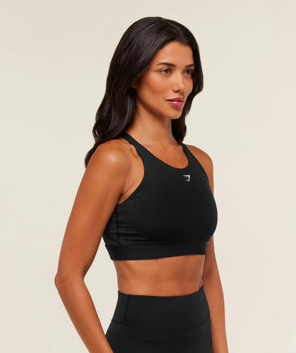 Gymshark High Coverage Support Sports Bra  Black