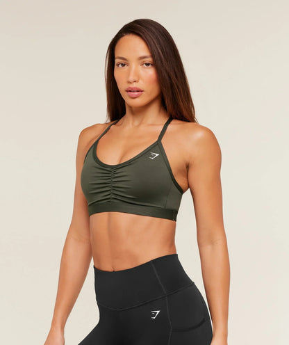 Gymshark Ruched Sports Bra - Strength Green